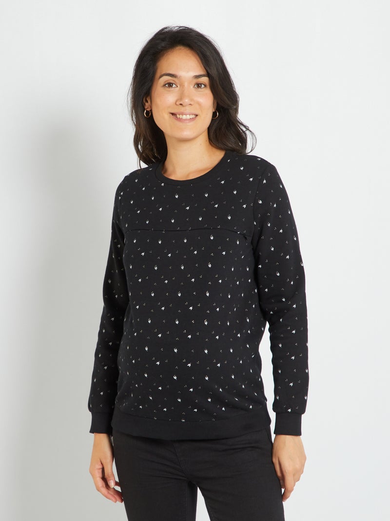 Sweat d'allaitement imprimé fantaisie Noir - Kiabi