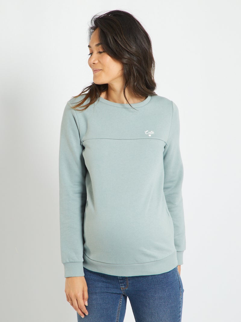 Sweat d'allaitement imprimé fantaisie Vert - Kiabi