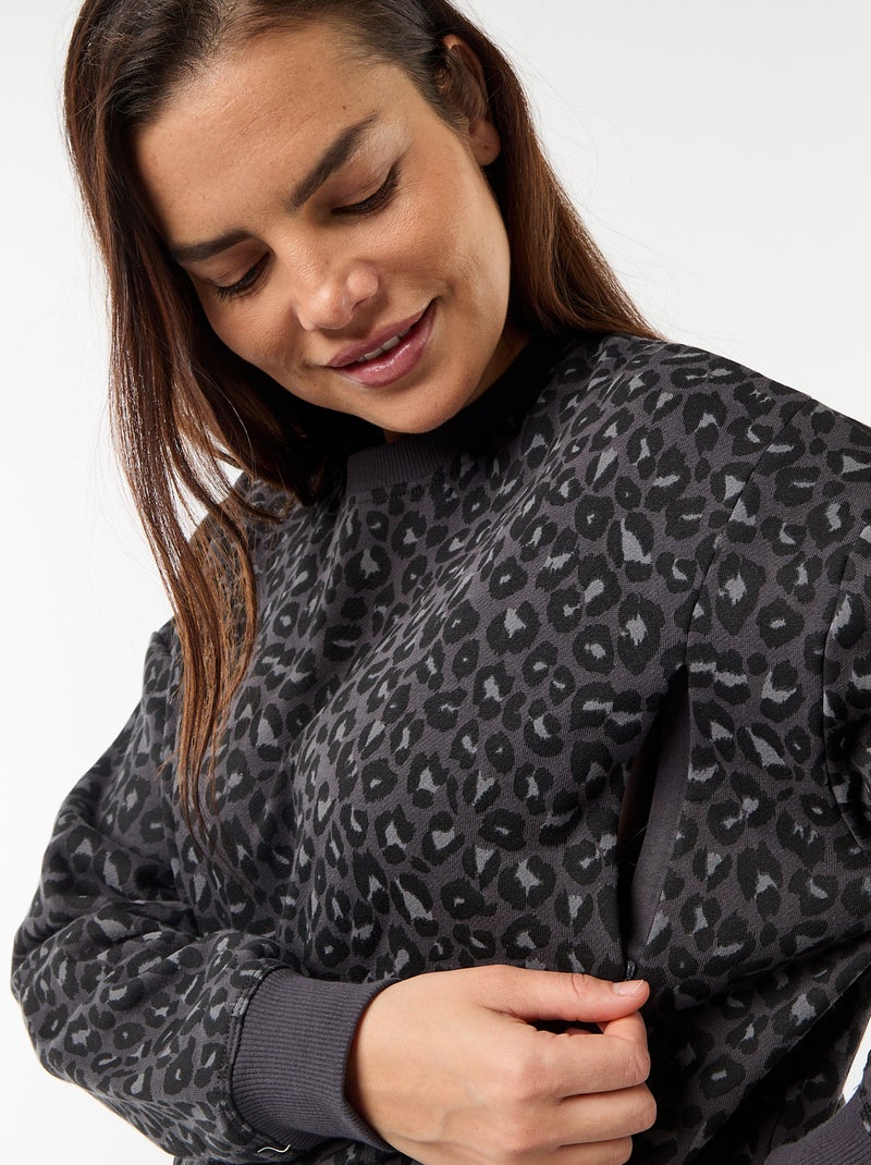 Sweat d'allaitement imprimé Gris - Kiabi
