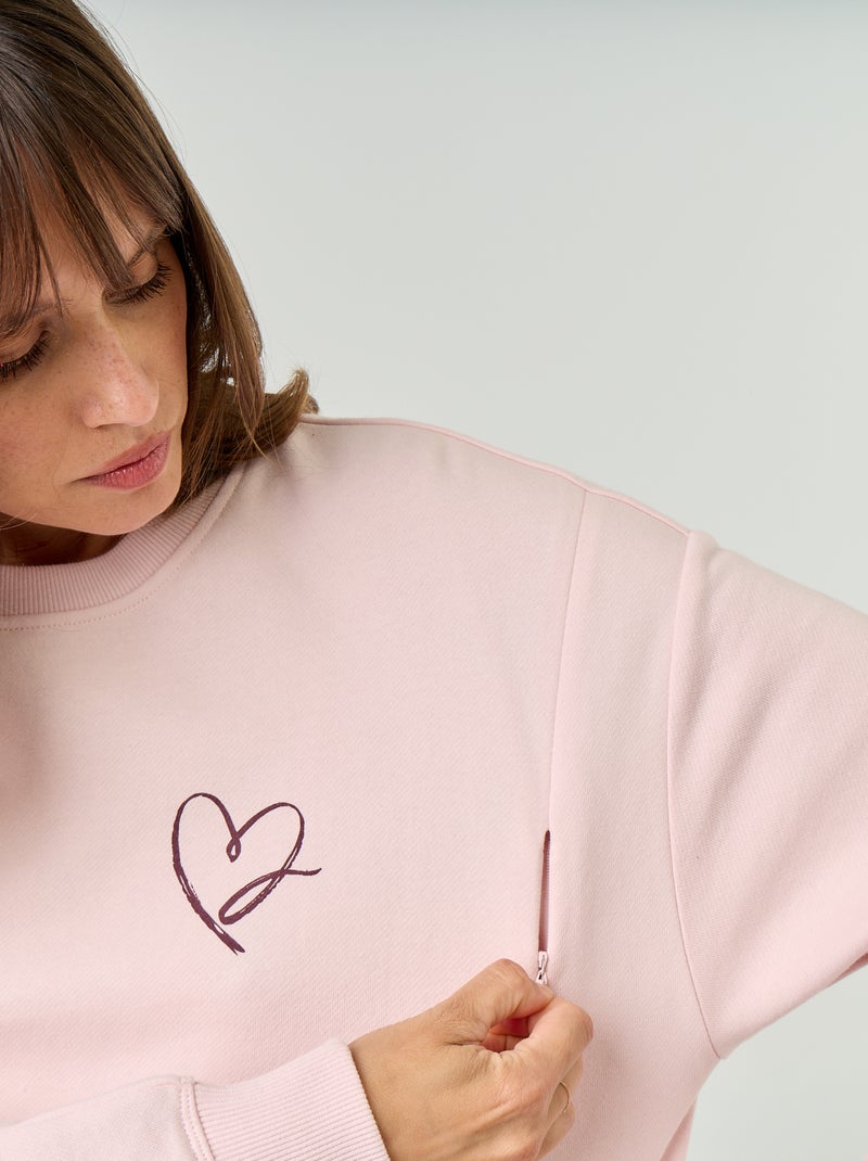 Sweat d'allaitement imprimé Rose - Kiabi
