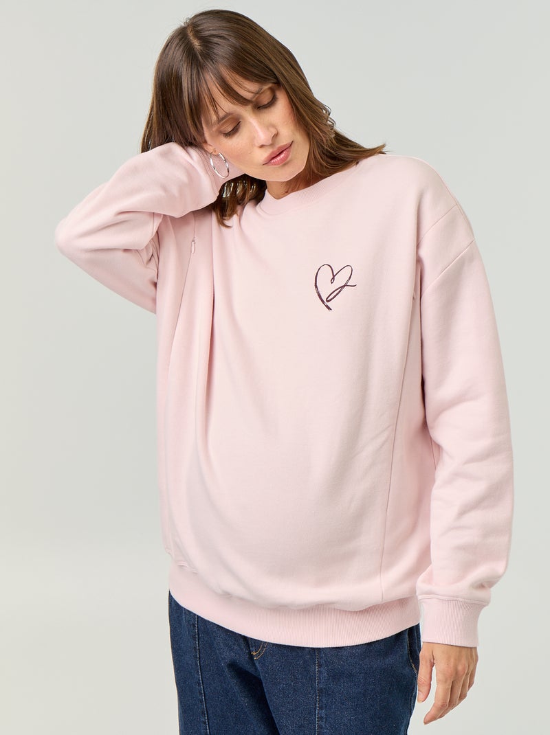 Sweat d'allaitement imprimé Rose - Kiabi
