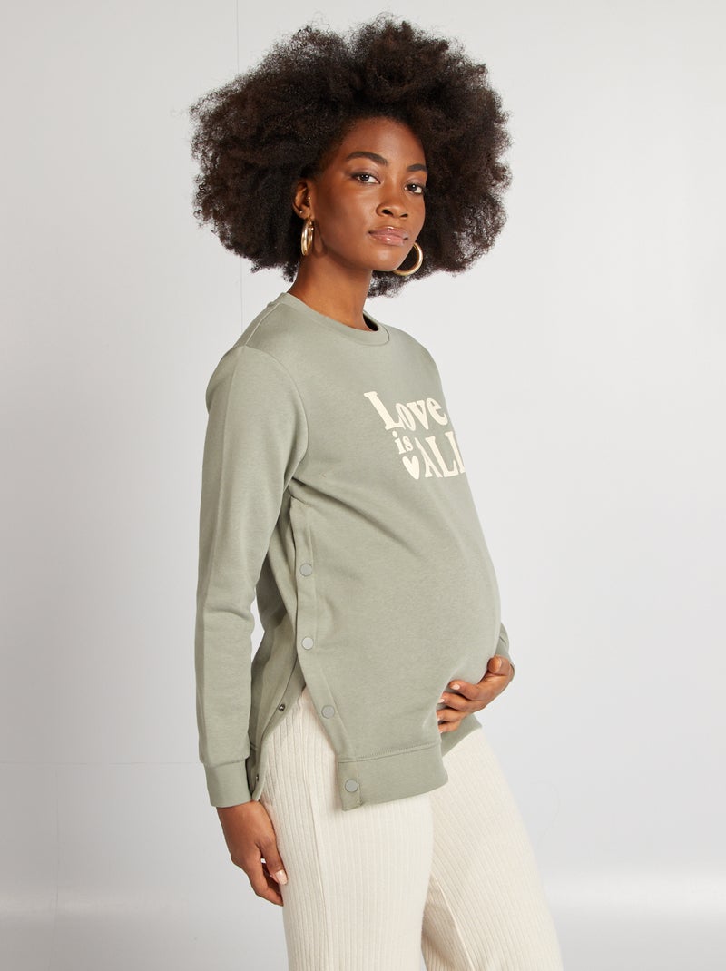 Sweat d'allaitement imprimé Vert - Kiabi