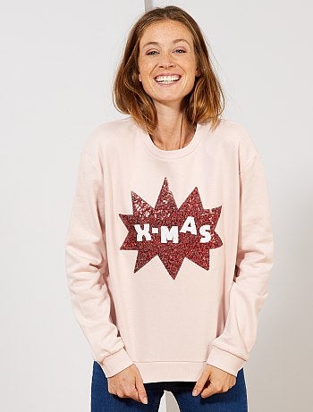 Sweat de Noël avec messages sequins - Kiabi