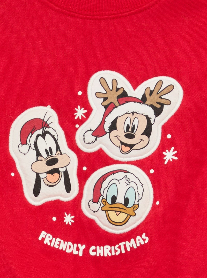 Sweat de Noël imprimé 'Disney' 'Mickey' en coton Rouge - Kiabi