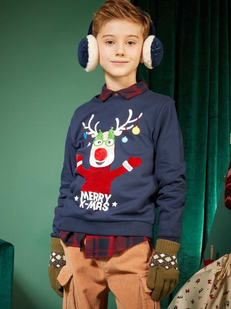 Sweat de Noël imprimé Renne Bleu foncé - Kiabi