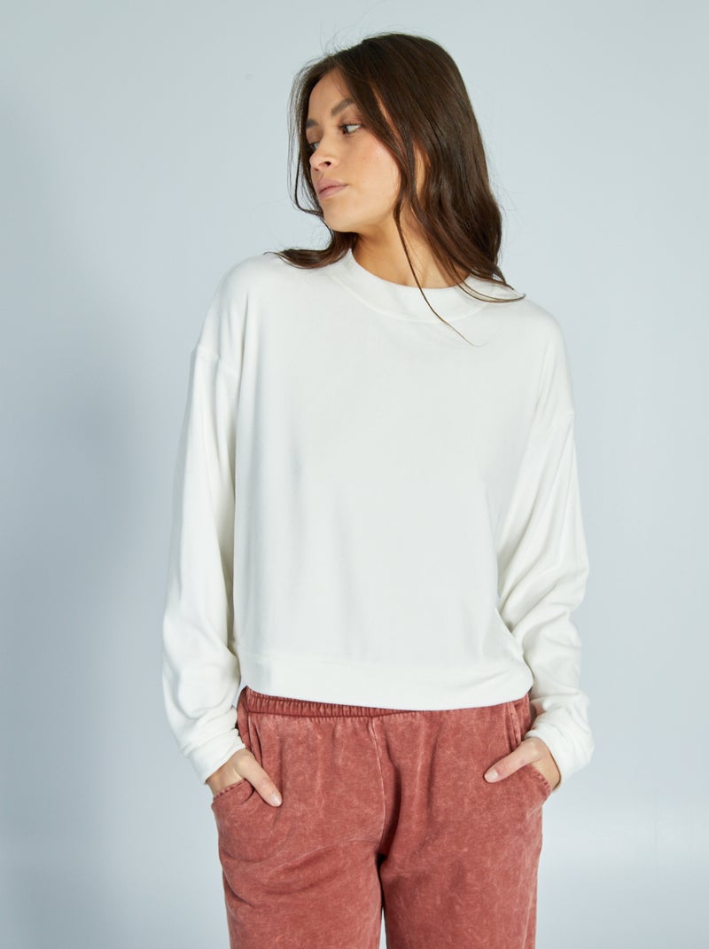 Sweat de nuit en polaire blanc - Kiabi