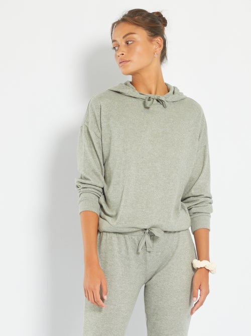 Sweat de pyjama en maille chinée douce - Kiabi