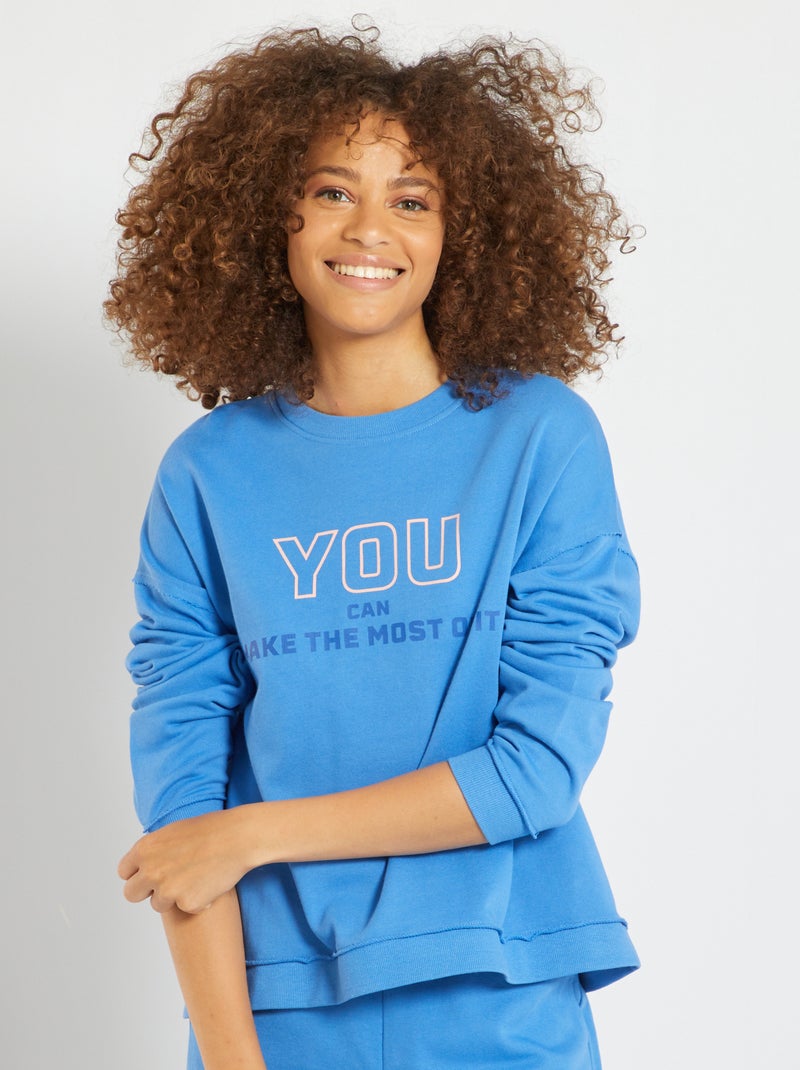 Sweat de sport à col rond Bleu - Kiabi