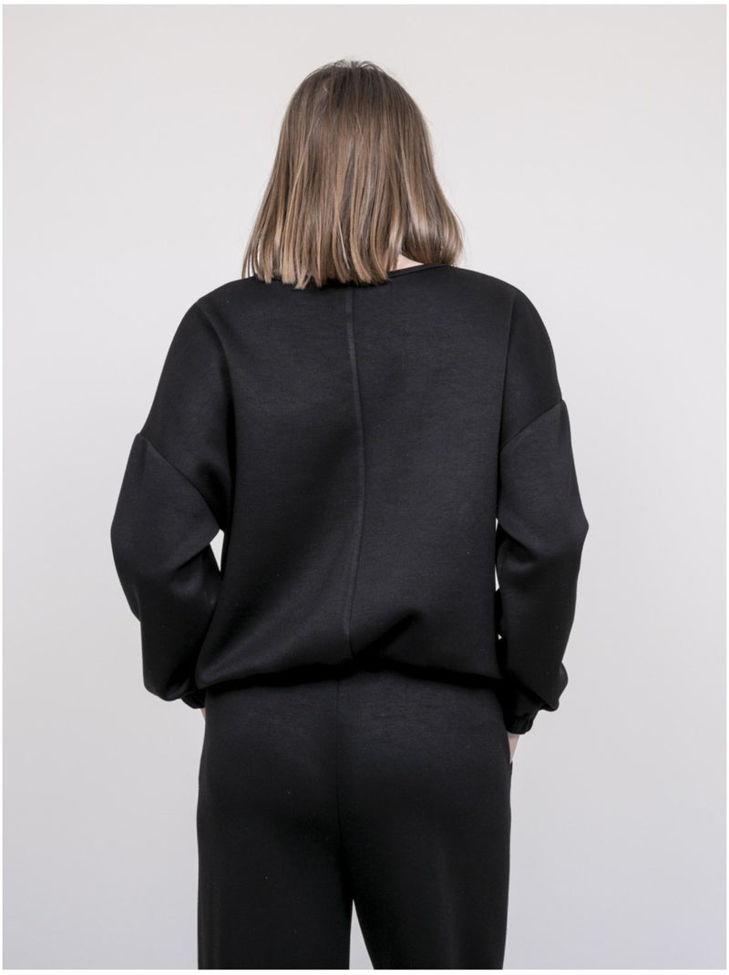 Sweat détails tweed YSEULT Noir - Kiabi
