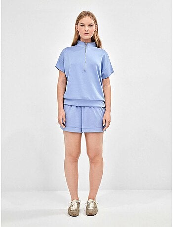 Sweat double toucher doux fermeture éclair avant