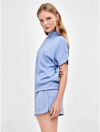 Sweat double toucher doux fermeture éclair avant