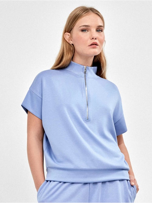 Sweat double toucher doux fermeture éclair avant - Kiabi Sweat double toucher doux fermeture éclair avant - Kiabi