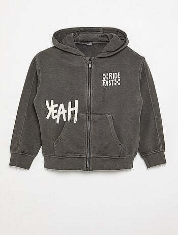 Sweat effet délavé avec capuche et poches kangourou