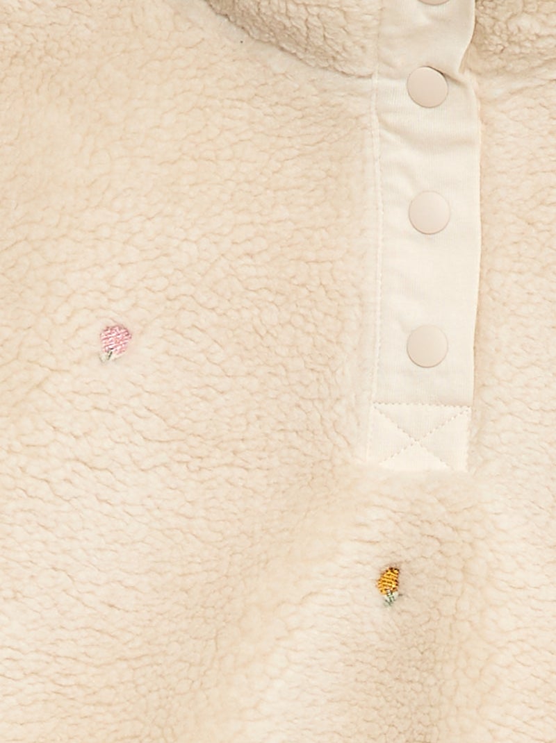 Sweat effet mouton avec broderie Beige - Kiabi