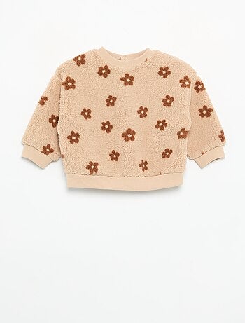 Sweat effet moutonné avec broderies