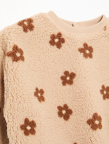 Sweat effet moutonné avec broderies