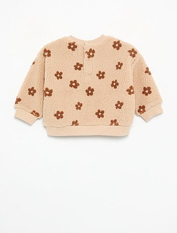 Sweat effet moutonné avec broderies