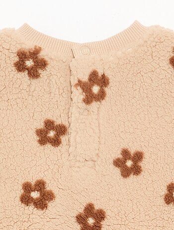 Sweat effet moutonné avec broderies
