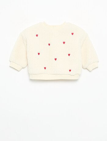 Sweat effet moutonné avec broderies
