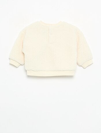 Sweat effet moutonné avec broderies