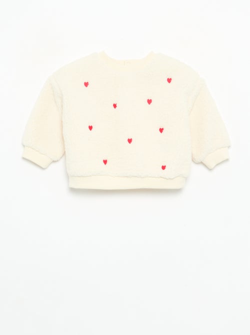 Sweat effet moutonné avec broderies - Kiabi Sweat effet moutonné avec broderies - Kiabi