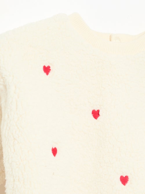 Sweat effet moutonné avec broderies - Kiabi Sweat effet moutonné avec broderies - Kiabi