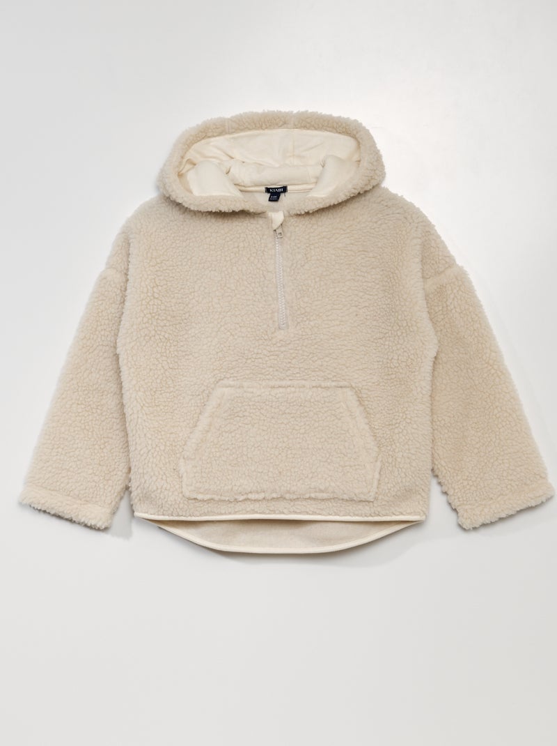 Sweat effet moutonné avec col camionneur Blanc - Kiabi
