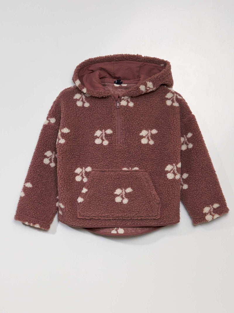 Sweat effet moutonné avec col camionneur Rose blanc - Kiabi