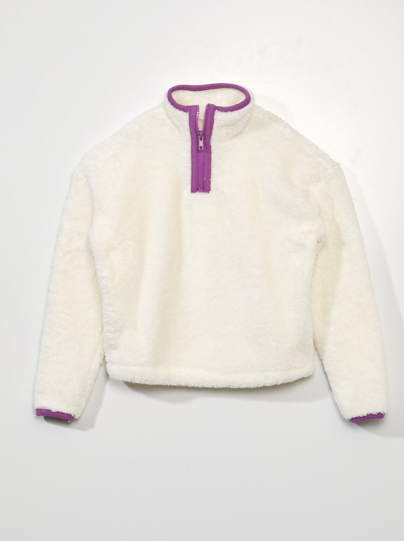 Sweat effet moutonné blanc - Kiabi