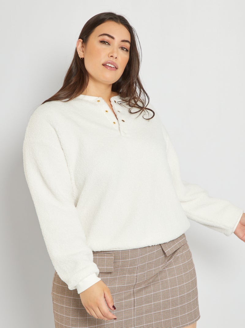 Sweat effet moutonné Blanc - Kiabi