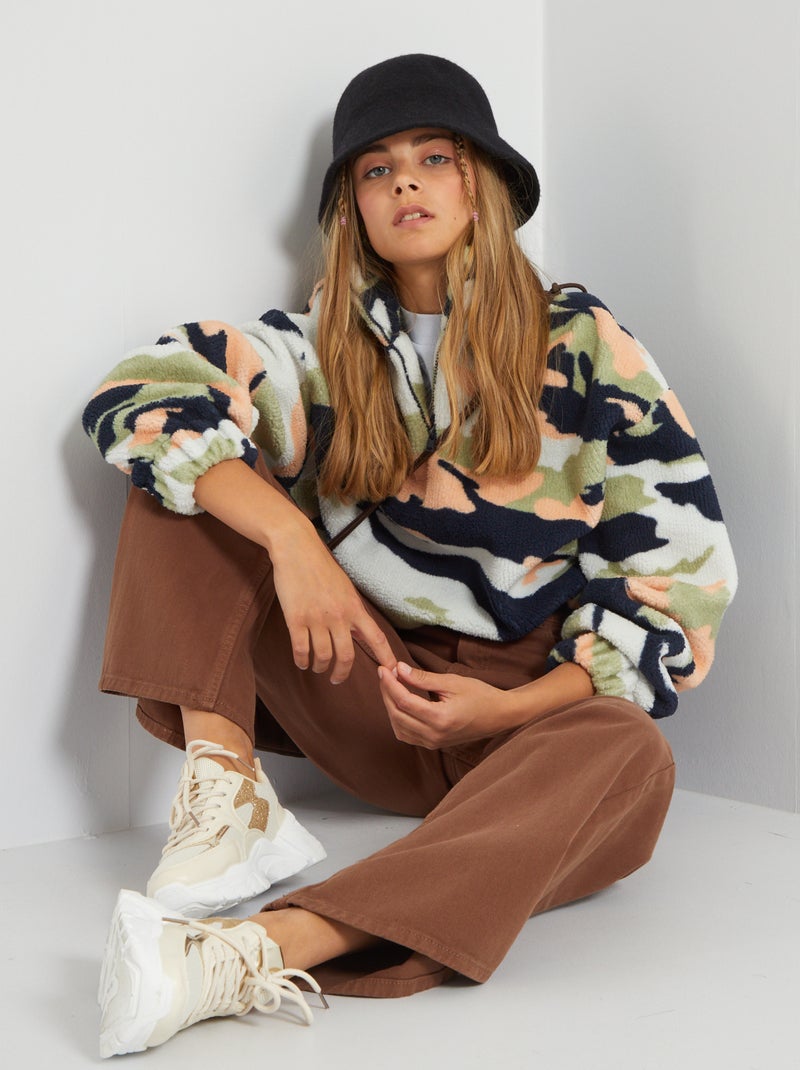 Sweat effet moutonné imprimé 'camouflage' camouflage - Kiabi