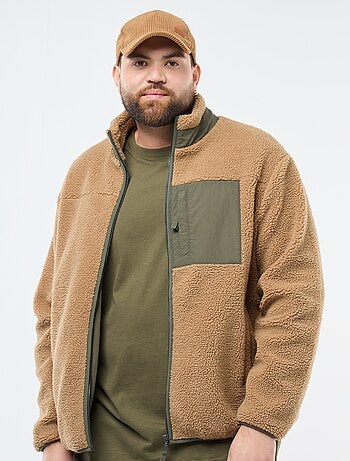 Sweat effet moutonné zippé bicolore