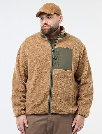 Sweat effet moutonné zippé bicolore