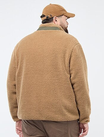 Sweat effet moutonné zippé bicolore