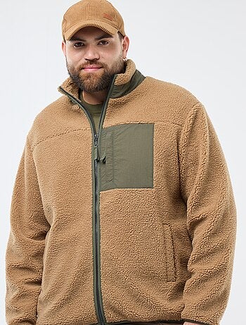 Sweat effet moutonné zippé bicolore