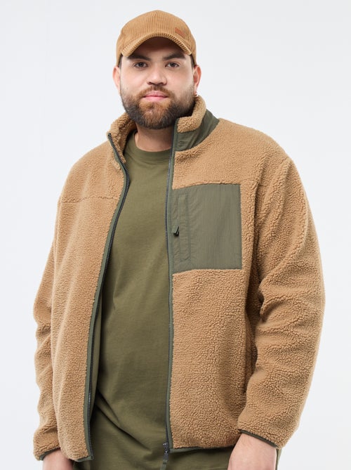 Sweat effet moutonné zippé bicolore - Kiabi