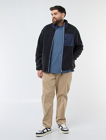 Sweat effet moutonné zippé bicolore