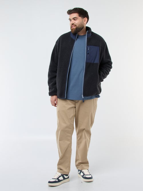 Sweat effet moutonné zippé bicolore - Kiabi