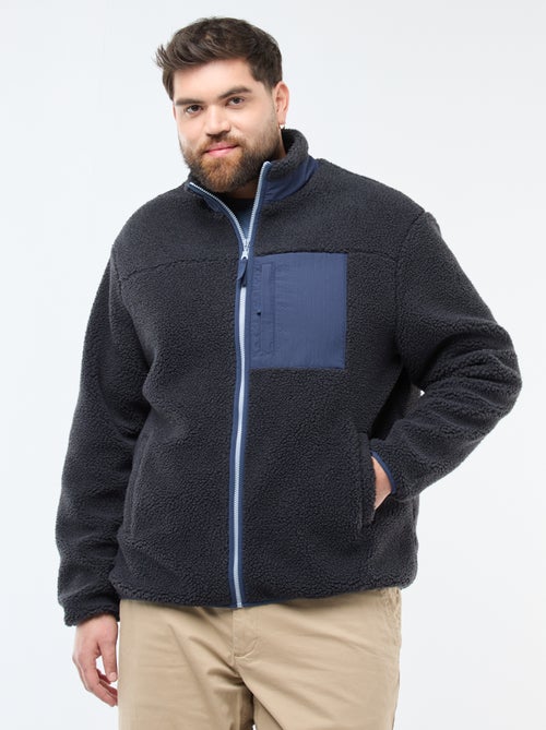 Sweat effet moutonné zippé bicolore - Kiabi