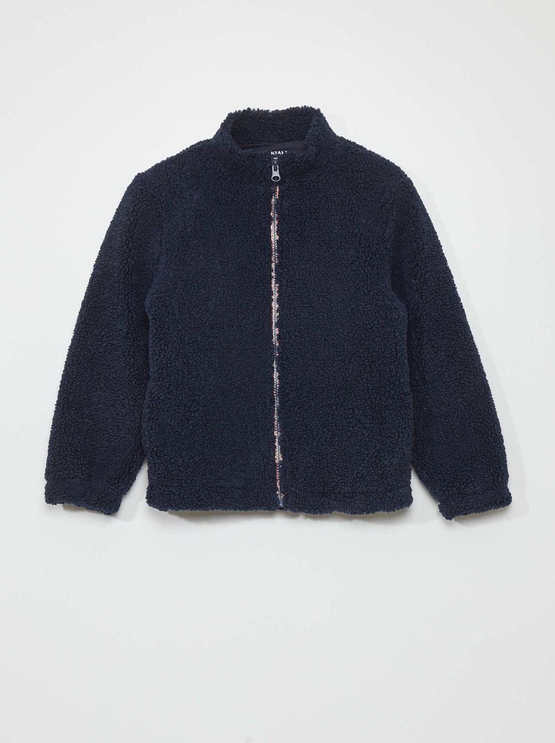 Sweat effet moutonné zippé Bleu - Kiabi