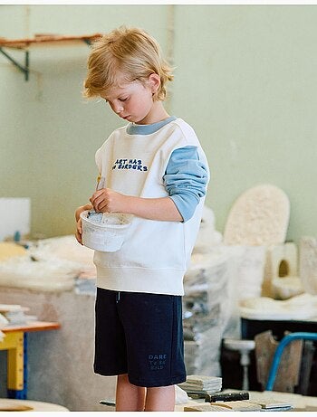 Sweat en coton à bloc de couleurs et imprimé