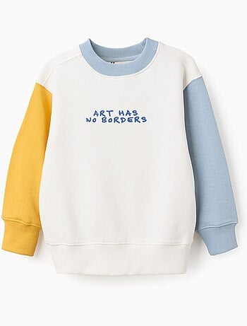 Sweat en coton à bloc de couleurs et imprimé