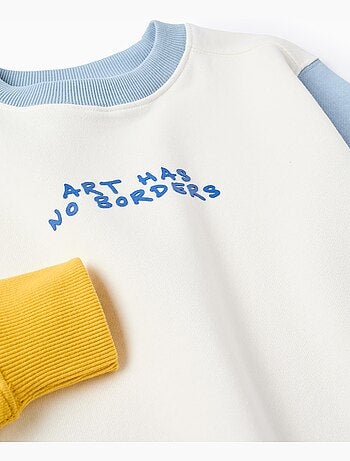 Sweat en coton à bloc de couleurs et imprimé