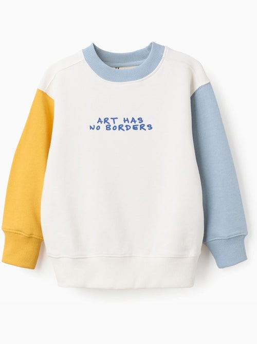 Sweat en coton à bloc de couleurs et imprimé - Kiabi