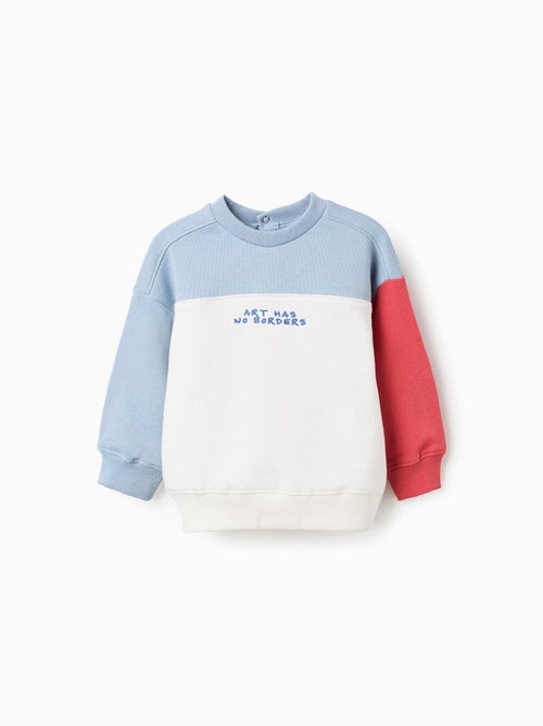 Sweat en coton à bloc de couleurs et imprimé - Kiabi