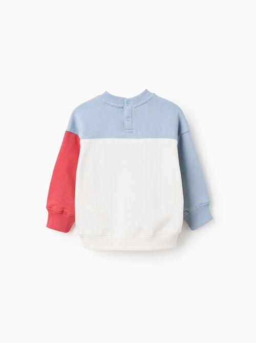 Sweat en coton à bloc de couleurs et imprimé - Kiabi