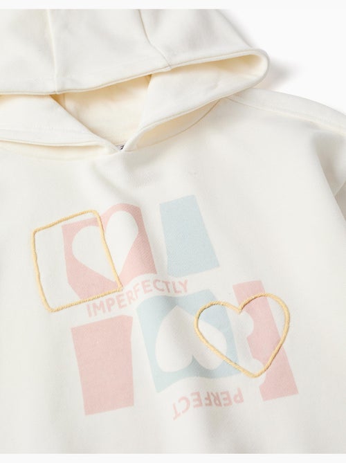 Sweat en coton à capuche avec imprimé cœur - Kiabi