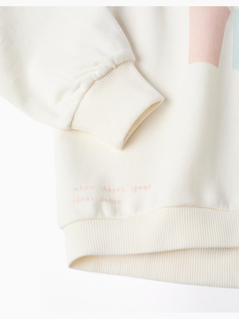 Sweat en coton à capuche avec imprimé cœur Blanc - Kiabi