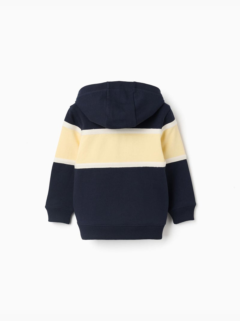 Sweat en coton à capuche et bloc de couleurs Bleu foncé - Kiabi