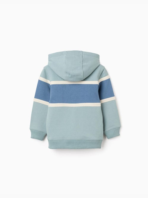 Sweat en coton à capuche et bloc de couleurs - Kiabi